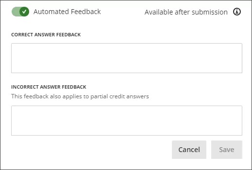 Umschalten für automatisiertes Feedback mit dem Textfeld unten