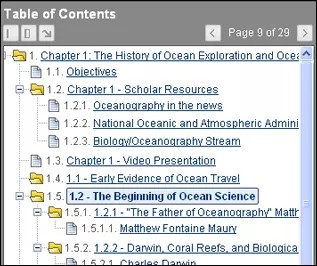 The Table of Contents window