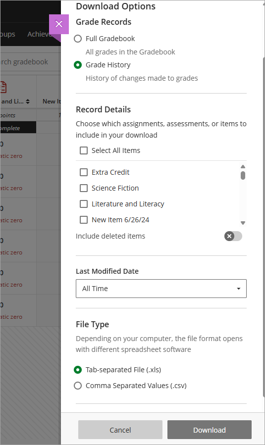 Download grade side panel.