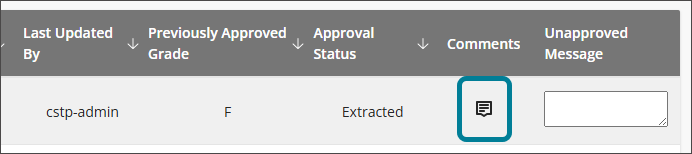 The Add Comment icon in the Comments column highlighted in blue