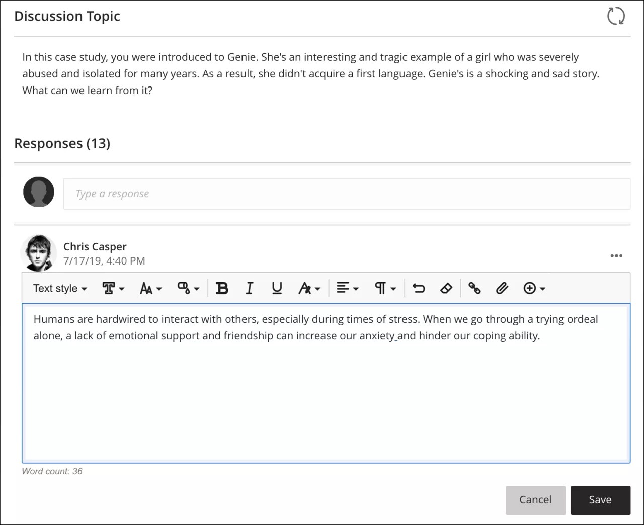 Content editor with options