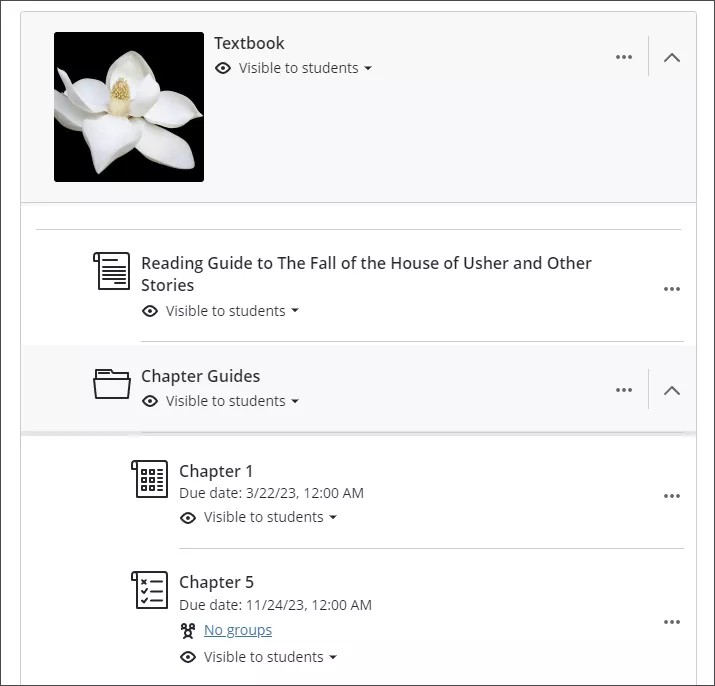 Learning module showing 3 layers of nesting