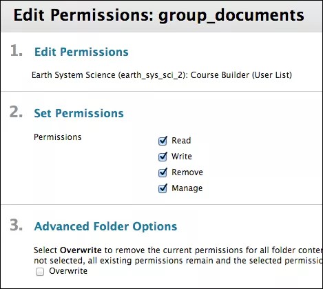 Edit Permissions window