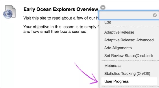 Vérifier les progrès de l'utilisateur