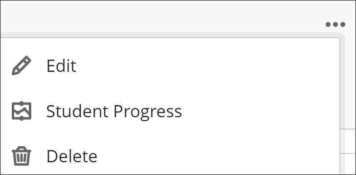 Image du menu qui apparaît lorsque l'icône représentant des points de suspension est sélectionnée.