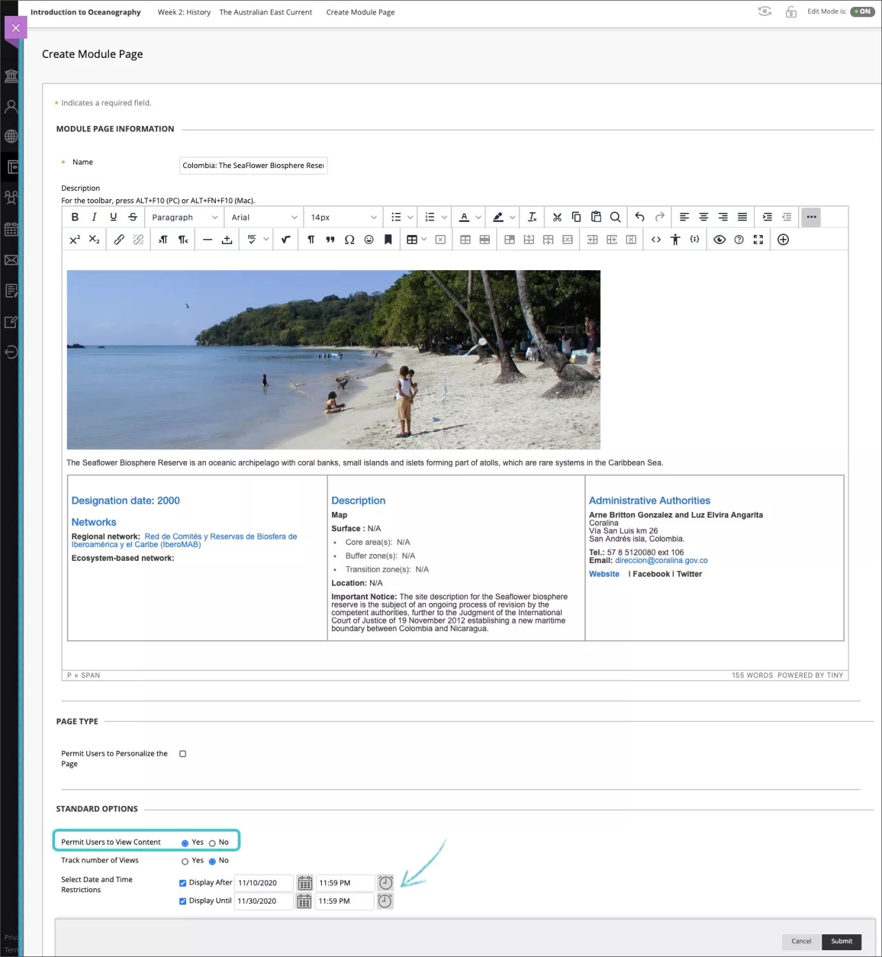 Créer une page de module