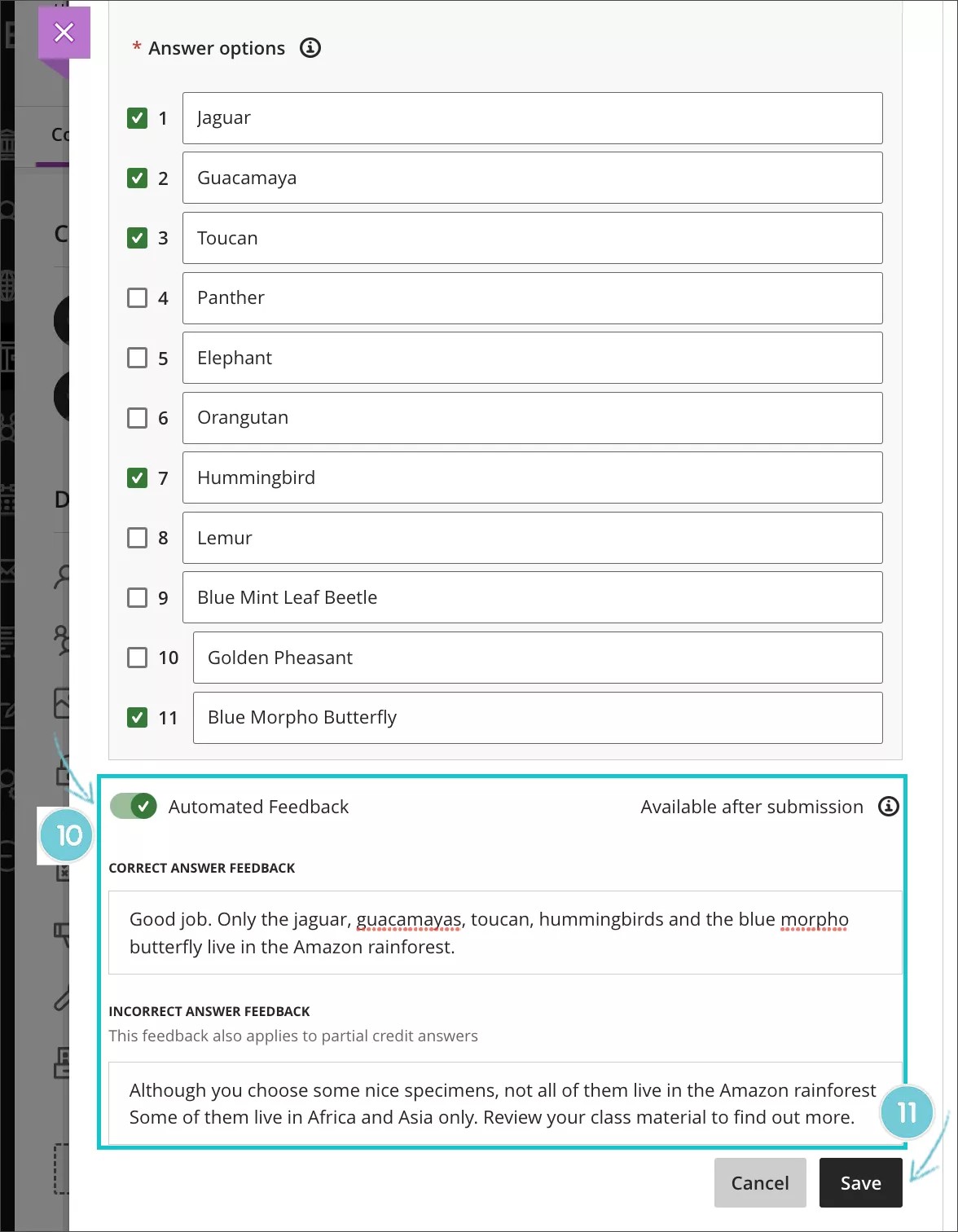Activeer de schakelaar voor automatische feedback voor de hotspotvraag en sla deze op