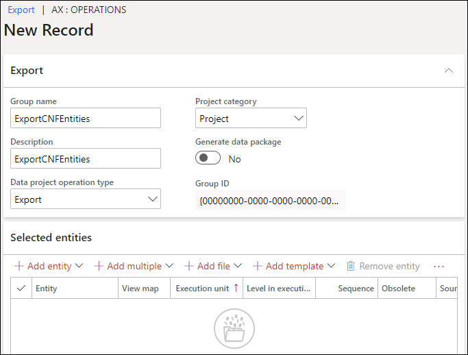 The export page