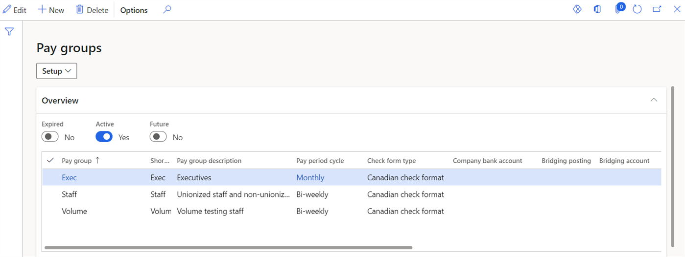 Pay groups
