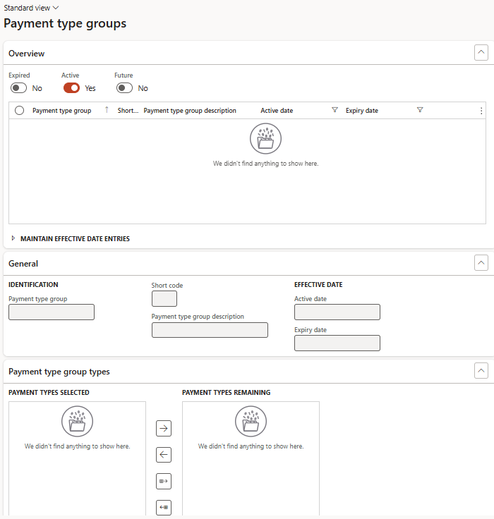 Payment type groups