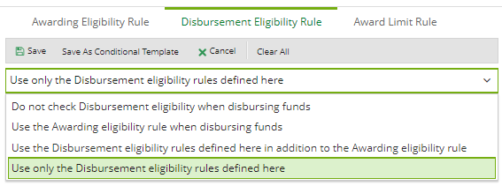 Disbursement Eeligibility Rule