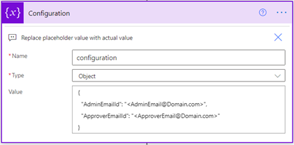 Details of Configuration Action Box.