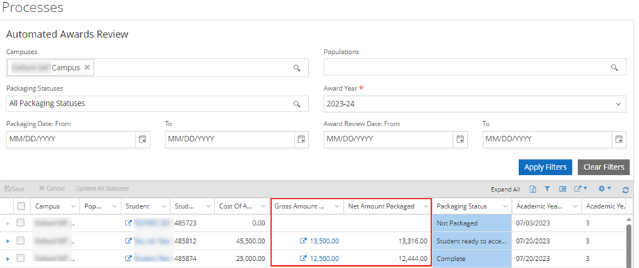 Net Amount packaged column added