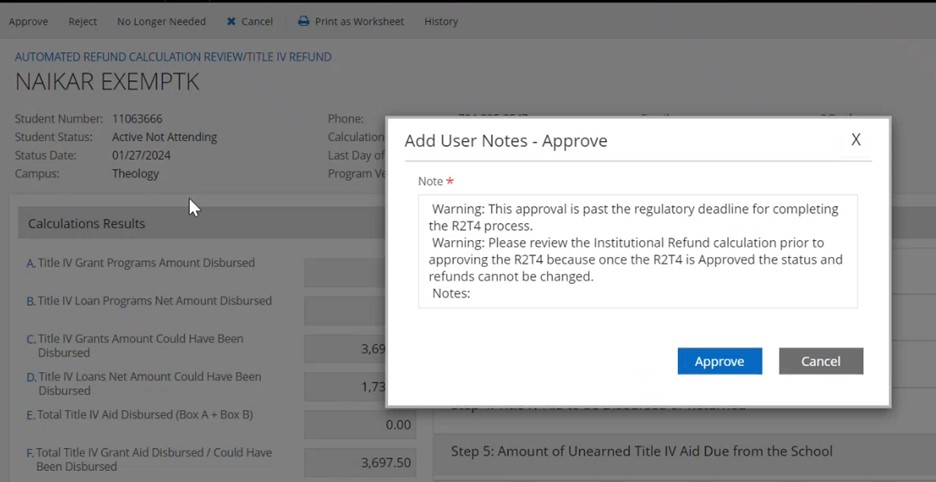 Automated Refund Calculation Review - Approve