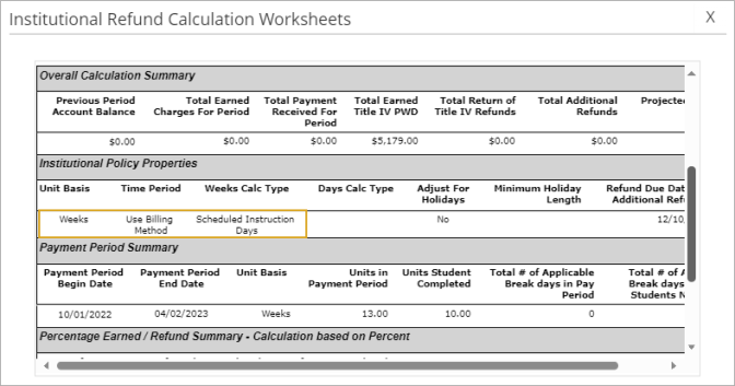 Refund Calculation