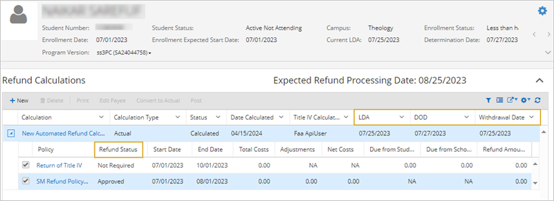 Refund calc