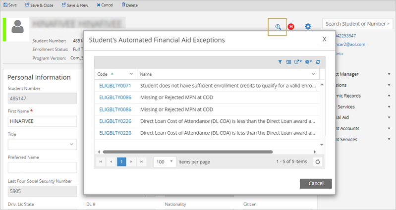 Exceptions List
