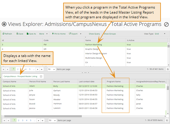 Example that shows 2 linked views. 