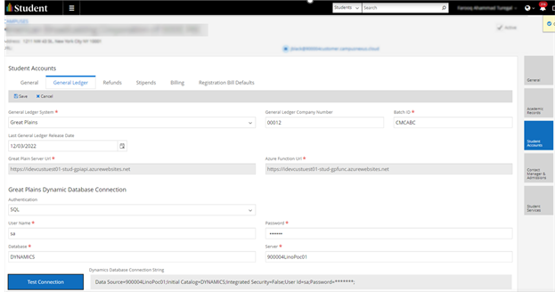 Shows the Student Accounts page. 