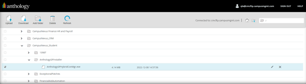 Shows the FTP site. 