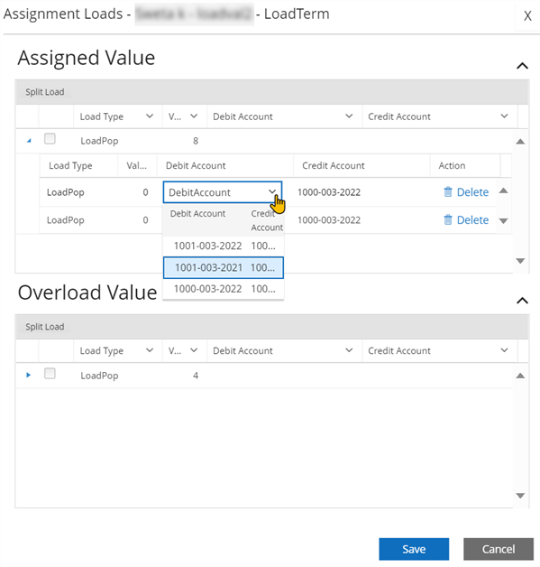 Split Assignment Loads - popup