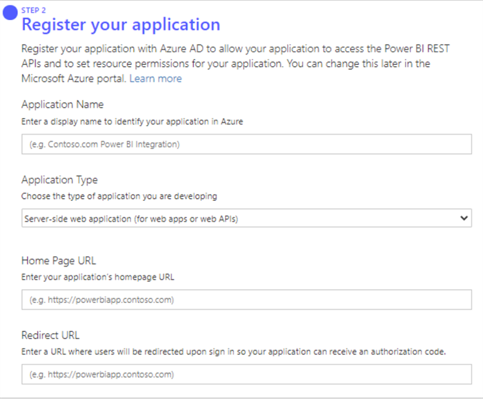 Register your app - step 2