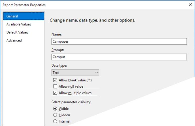 Report Parameters for OData Entities