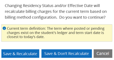 Recalculate Billing Charges on Residency Updates
