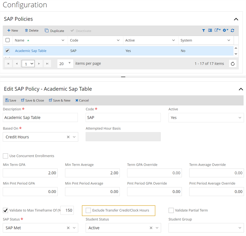 Edit SAP Policy