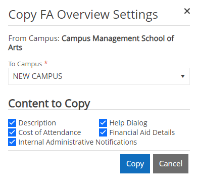 Copy FA Overview Settings