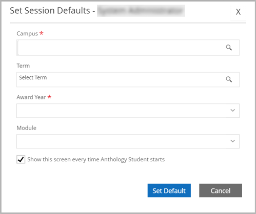 Set Session Defaults
