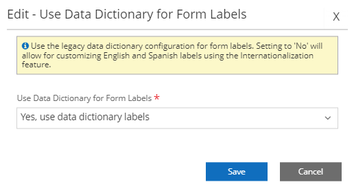 Use Data Distionary for Form Labels