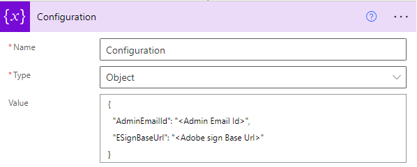 Adobe Esign Flow Configuration Details.