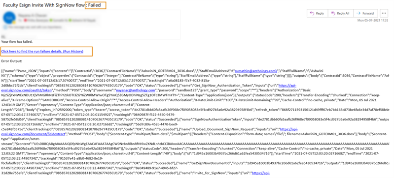Mail Notification of Invite Flow Failed