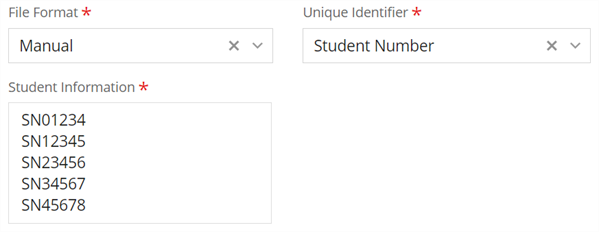 Shows a manually entered list. 