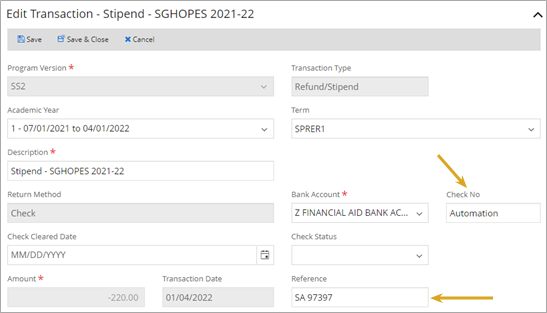 Automated Job - Edit Transaction