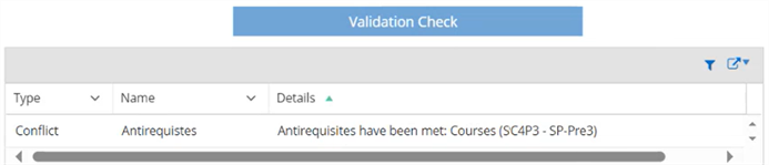 Shows the validation button and validations.