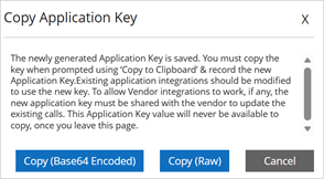 Copy Application Key dialog
