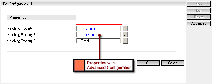 Talisma Properties that are Configured with Advanced Configuration