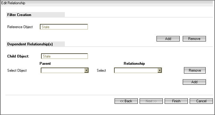 The Dependent Relationships Area