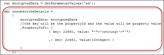 Extract of the unsubscribeDetails Contract