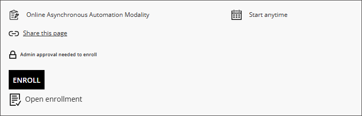 The bottom left of the course details panel, which shows details about the course and the Enroll button.