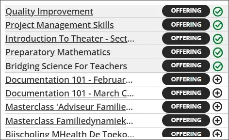Featured items selections, with the top five items selected and showing a checkmark, and the bottom five items not selected and showing a plus sign.
