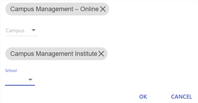 Campus and School selected