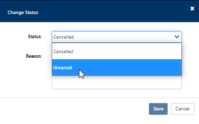 Uncancel status