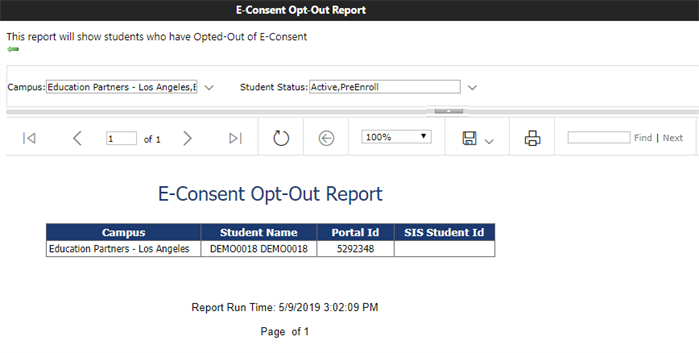 Opt Out Report