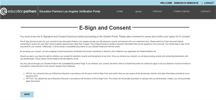 E-Sign and Consent
