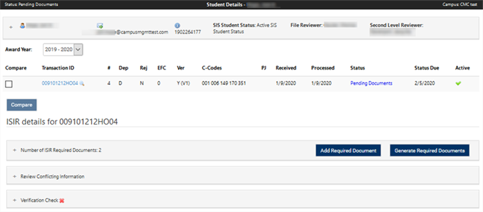 Student Details page