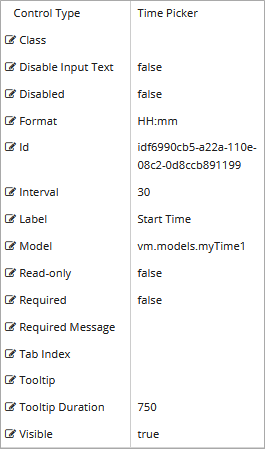 Pime Picker properties