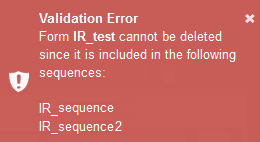 Validation erros for delete form